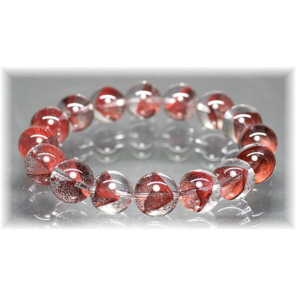 高品質]ブラジル産レッドファントムクォーツブレスレット（約13mm玉