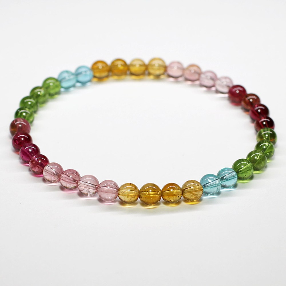 最高品質]ミックスカラートルマリンブレスレット（約5mm玉） - 埼玉県