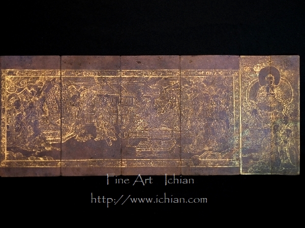 高麗仏画 金寫經 古写経 紺紙金字経「十善業道経上・下」至元十年1273