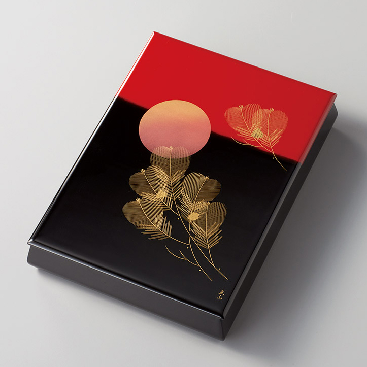 文庫 沈金日の出寿松 黒朱 木製 漆塗り (製造中止) 漆器の井助