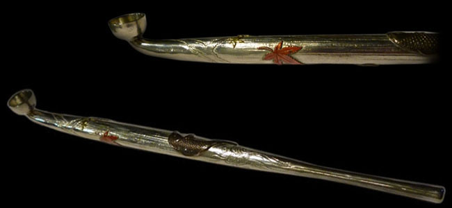 オーダーメイド159-延べ銀煙管-鯉の滝登り図-