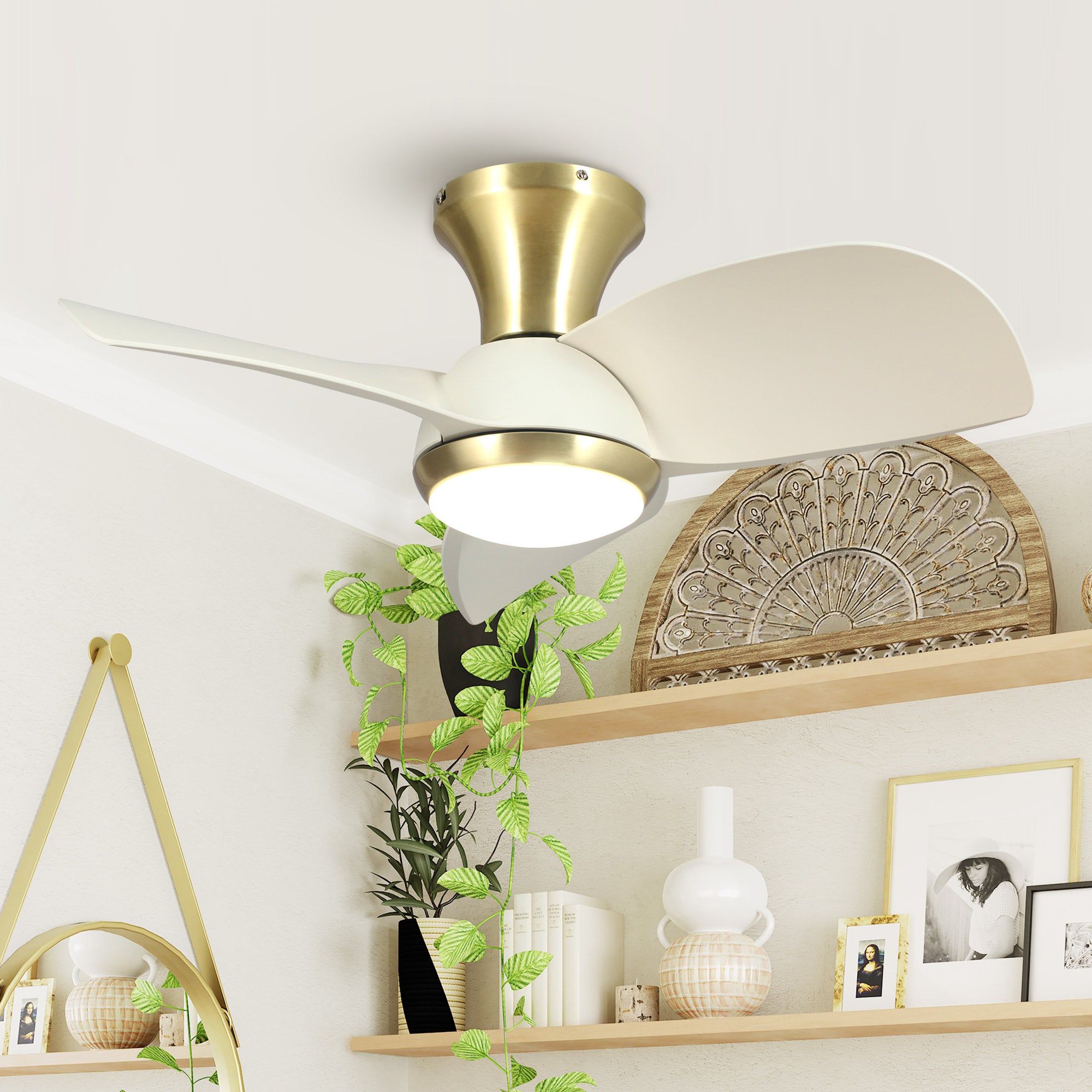 Parrot Uncle シーリングファンライト 照明 ファン 小型3枚羽根 LED