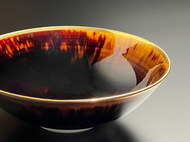 有田焼】玳皮天目 本金彩平鉢