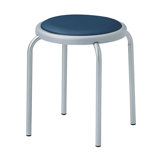 ST-25T-NV ニシキ工業 丸スツール シルバー脚 ネイビーの通販【法人