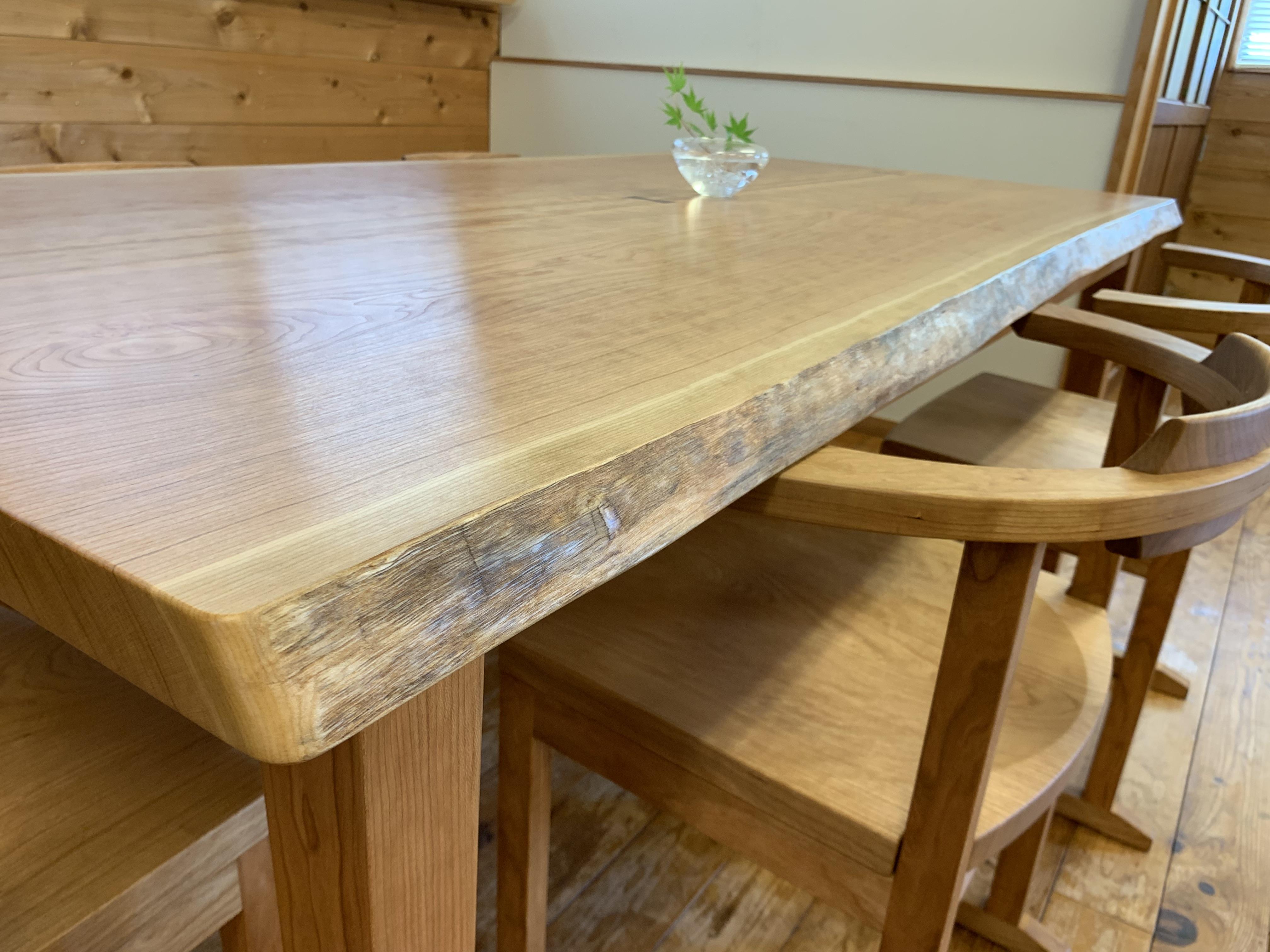 チェリーブックマッチテーブル1800（市原市N様）:千葉の注文家具