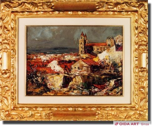 浮田克躬 海を望む寺院の集落 | 絵画など美術品の販売と買取 | 東京