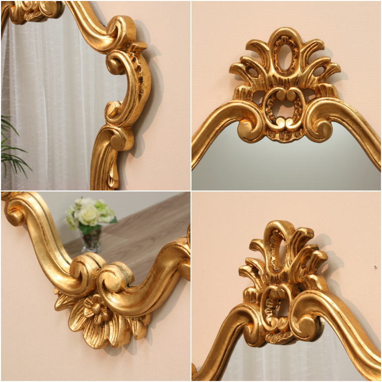 鏡 インテリアミラー イタリア製アンティークゴールドのロココ調
