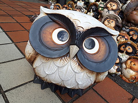 信楽焼ふくろう傘立陶器の販売