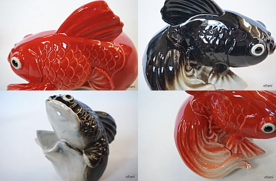 信楽焼金魚縁起置物陶器の販売