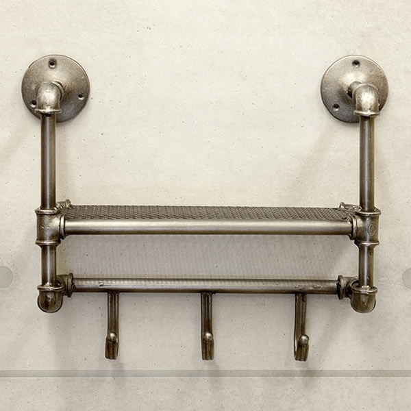 インダストリアルメタル フック付きウォールシェルフ , 大人の