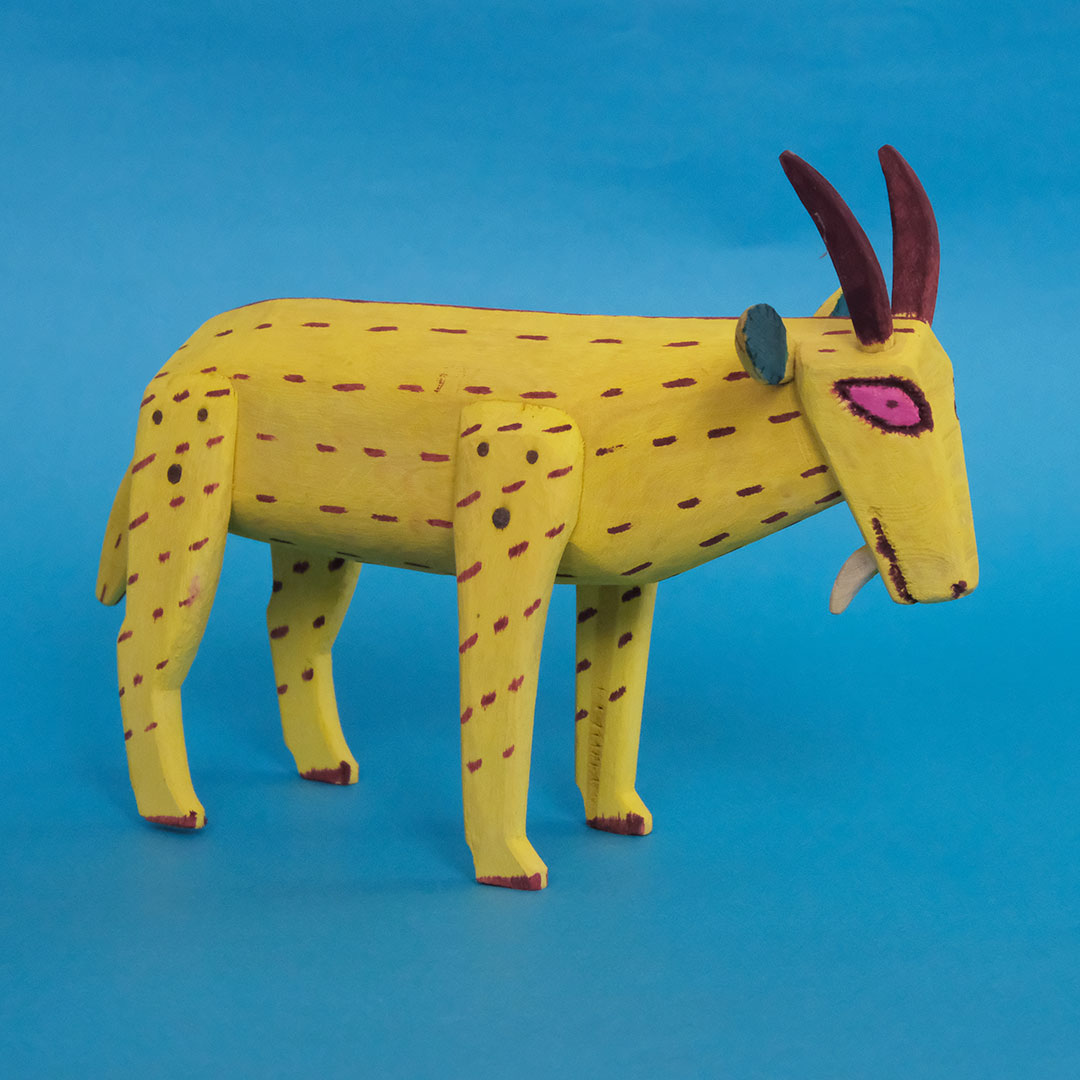 ヤギ（木彫り 置物）- LABRAVA [メキシコ 民芸 フォークアート 雑貨]