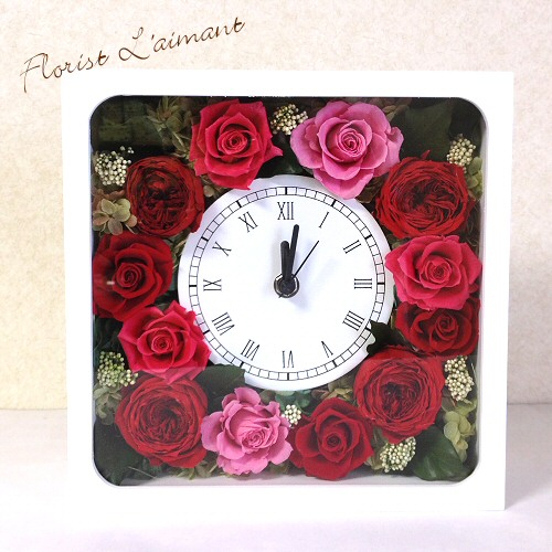 結婚贈呈花、還暦祝いにおすすめ プリザーブドフラワーの花時計