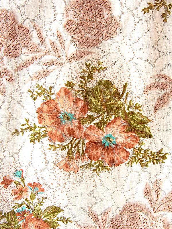 送料無料】フランス買い付け 60年代製 ベージュ X 花柄プリントと花柄