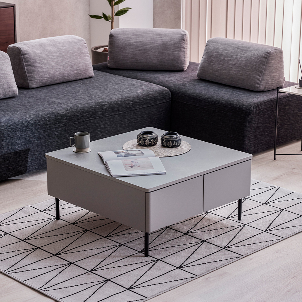 モダンな大人のリビングテーブル 80（ダークグレー） - ローテーブル