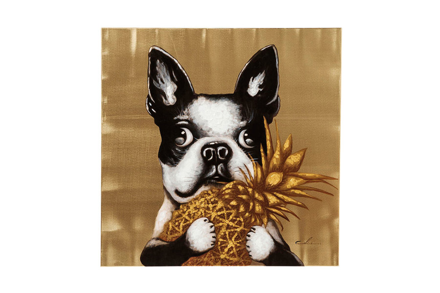 ドッグウィズパイナップル 80x80cm アート - アート・インテリア絵画の
