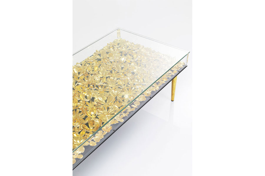 ゴールドフラワー 120x60cm ローテーブル/コーヒーテーブル - ロー