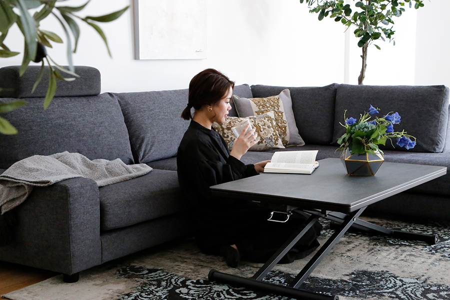 セラミック天板 昇降式リビングテーブル - ローテーブル・リビング