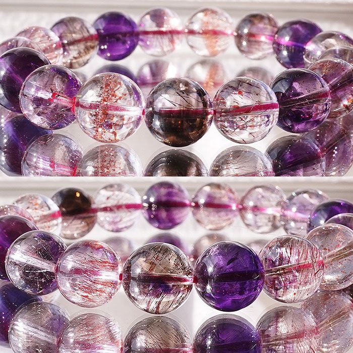 希少スーパーセブン天然石ブレスレット 7つの鉱物が織りなす霊的守護の力 箱付き スーパーセブン ブレスレット 証明書付き 9mm ブラジル産 【一点物