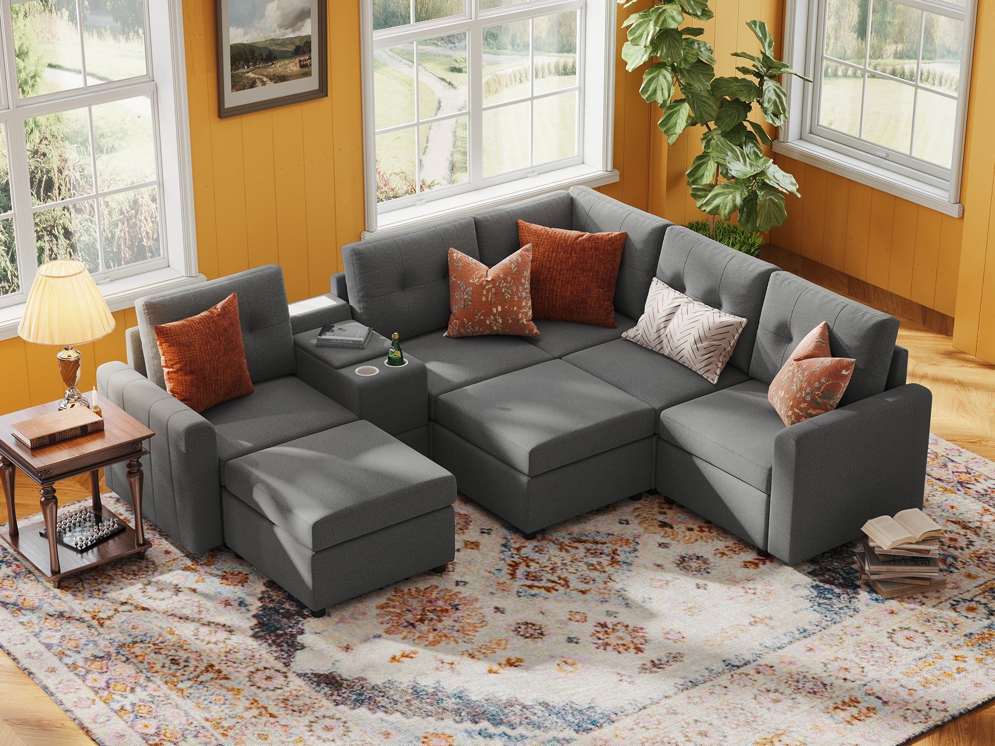 RUBIK III 4 Seats with 2 Ottomans & Corner & Console