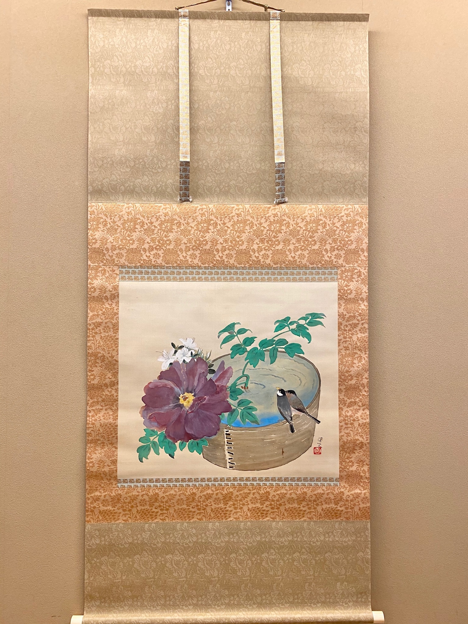 冨田渓仙 檜樋之花図｜古美術・掛け軸の販売・買取・鑑定-松本松栄堂