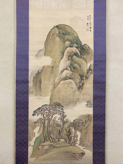 谷文晁 青緑秋景山水図｜古美術・掛け軸の販売・買取・鑑定-松本松栄堂