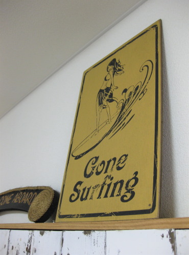 ハワイアンなマリン系木製看板（サインボード）