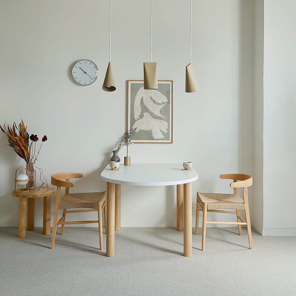 ハーフオーバル ダイニングテーブル 幅120cm オーク脚 北欧モダン