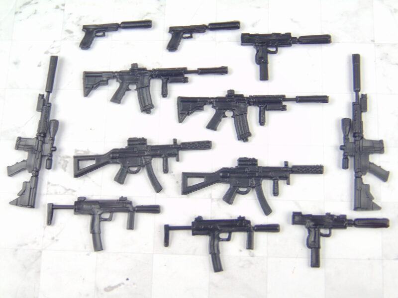 Custom Weapons 1:12 Scale Suppressed GUNS with Silencer 12pc