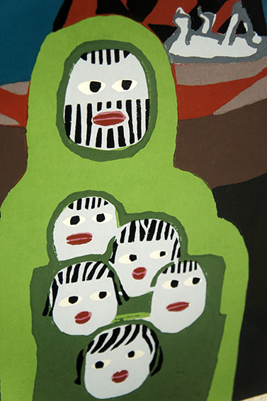 Umetaro Azechi / 畦地梅太郎版画額「火の山の家族」 | Natsume Books