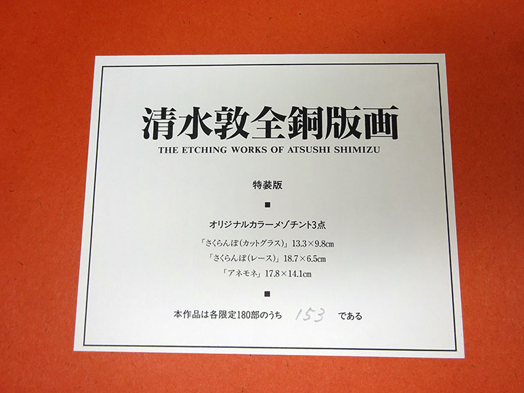 清水敦全銅版画 特装版 / 清水敦 | Natsume Books