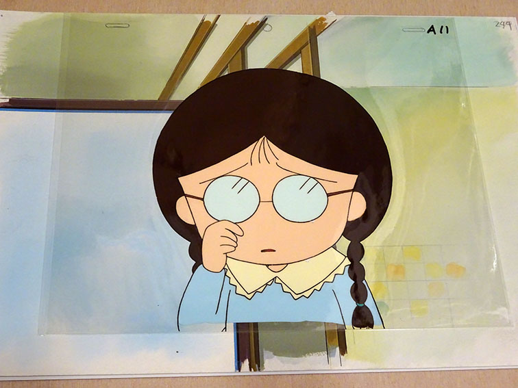 ちびまる子ちゃんセル画「まる子、おじいちゃん、たまちゃん、ブー太郎