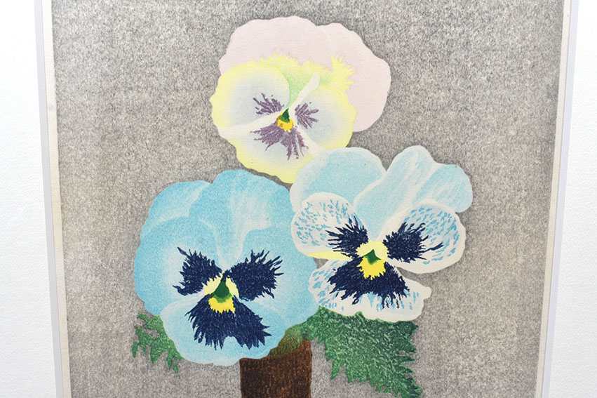 岡鹿之助版画額「パンジー」 | Natsume Books