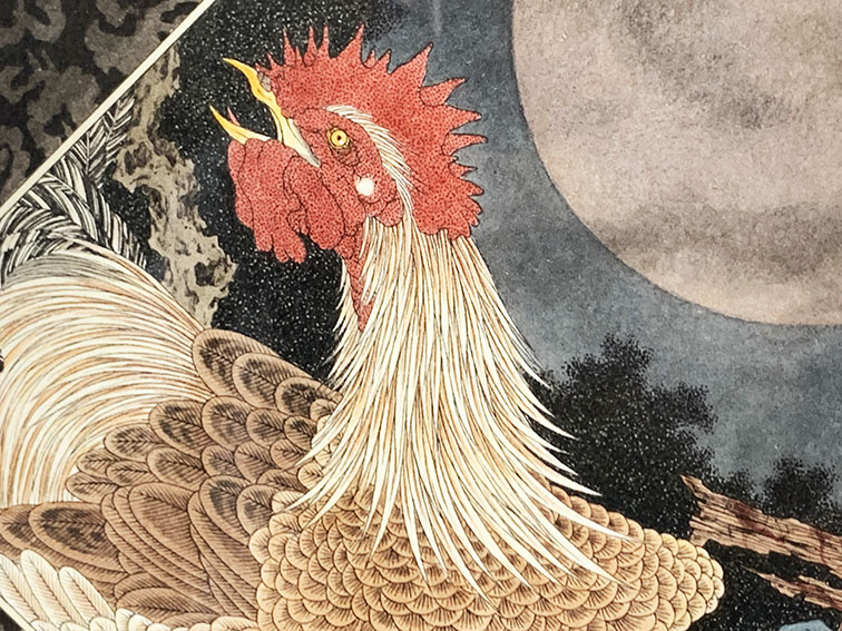 山本タカト画額「鶏と少女」 | Natsume Books