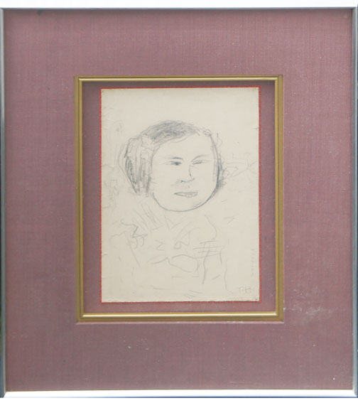 長谷川利行デッサン額「少女像」 / Toshiyuki Hasekawa | Natsume Books