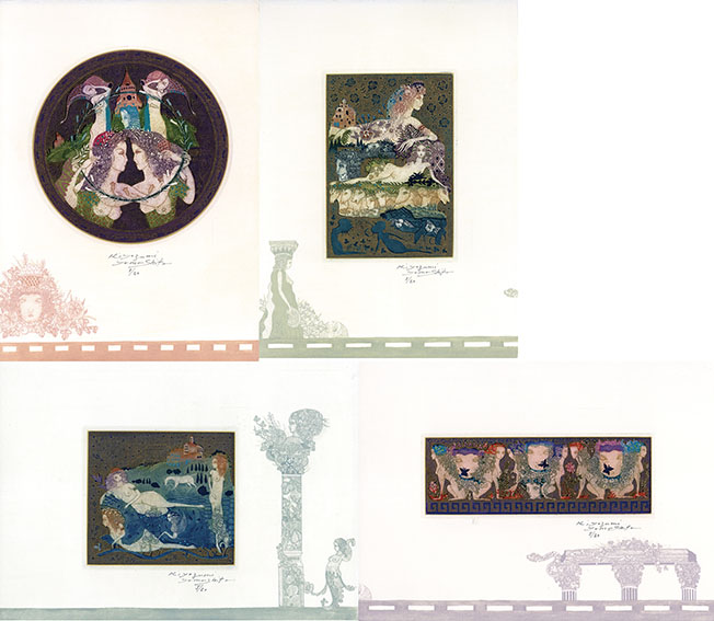 銅版画 : 山下清澄「彫像ノ様ナ女達 IV」