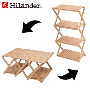 OUTDOOR BASE:【Hilander】ウッド3段ラック 460 専用ケース付き 再入荷