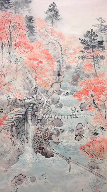 中村左洲 春の渡月橋 秋の塩原 (春秋双幅)/掛け軸 絵画の買取.販売