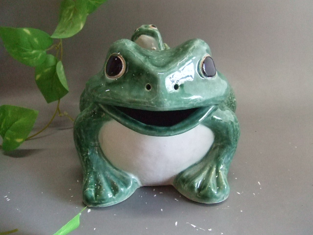 招福 口あき蛙(青10号）｜中村陶器 信楽焼の通販サイト （滋賀/陶器