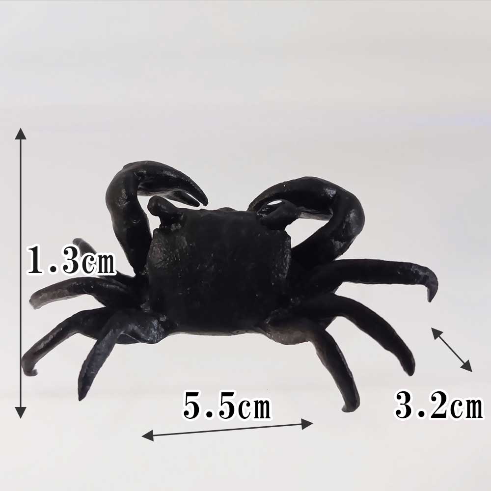 ミニチュア 添配 盆景 蝋型鋳物 銅製 蟹（カニ）黒 中サイズ オブジェ