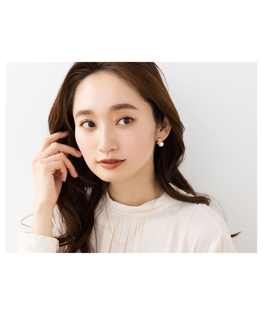 Creamdot.】煌めくビジューノットのフェイクパールピアス/イヤリング