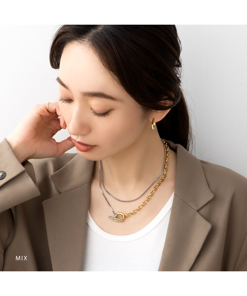 Creamdot.】2つの異なるチェーンを組み合わせたステンレス製Y字ロング