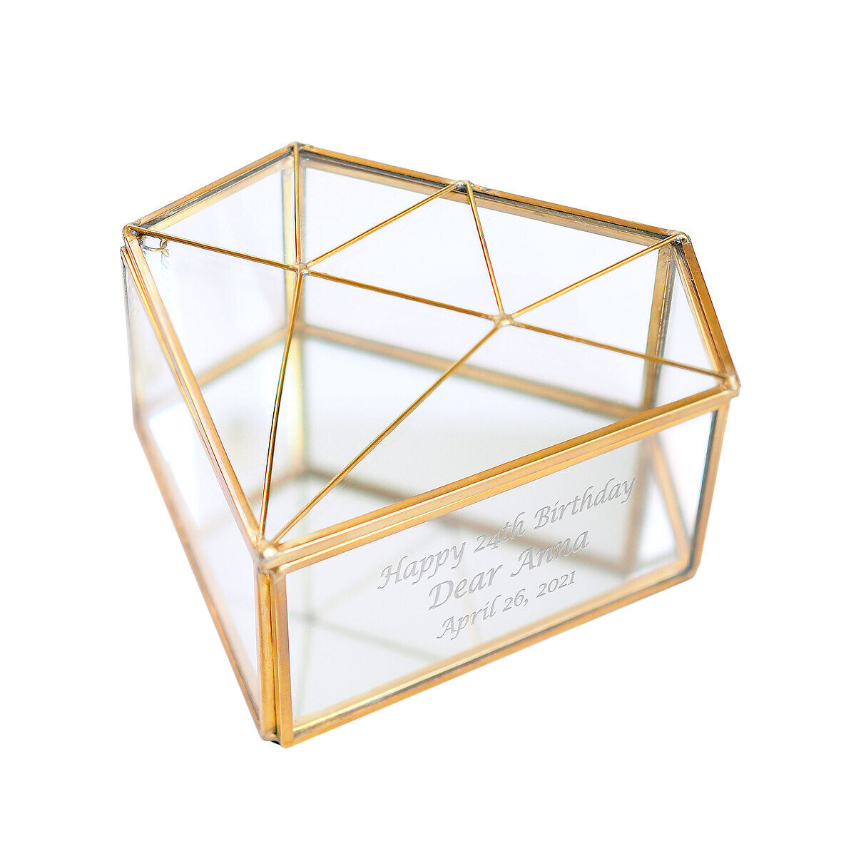 真鍮ガラスケース ダイヤモンド 名入れ真鍮 ジュエリーケース