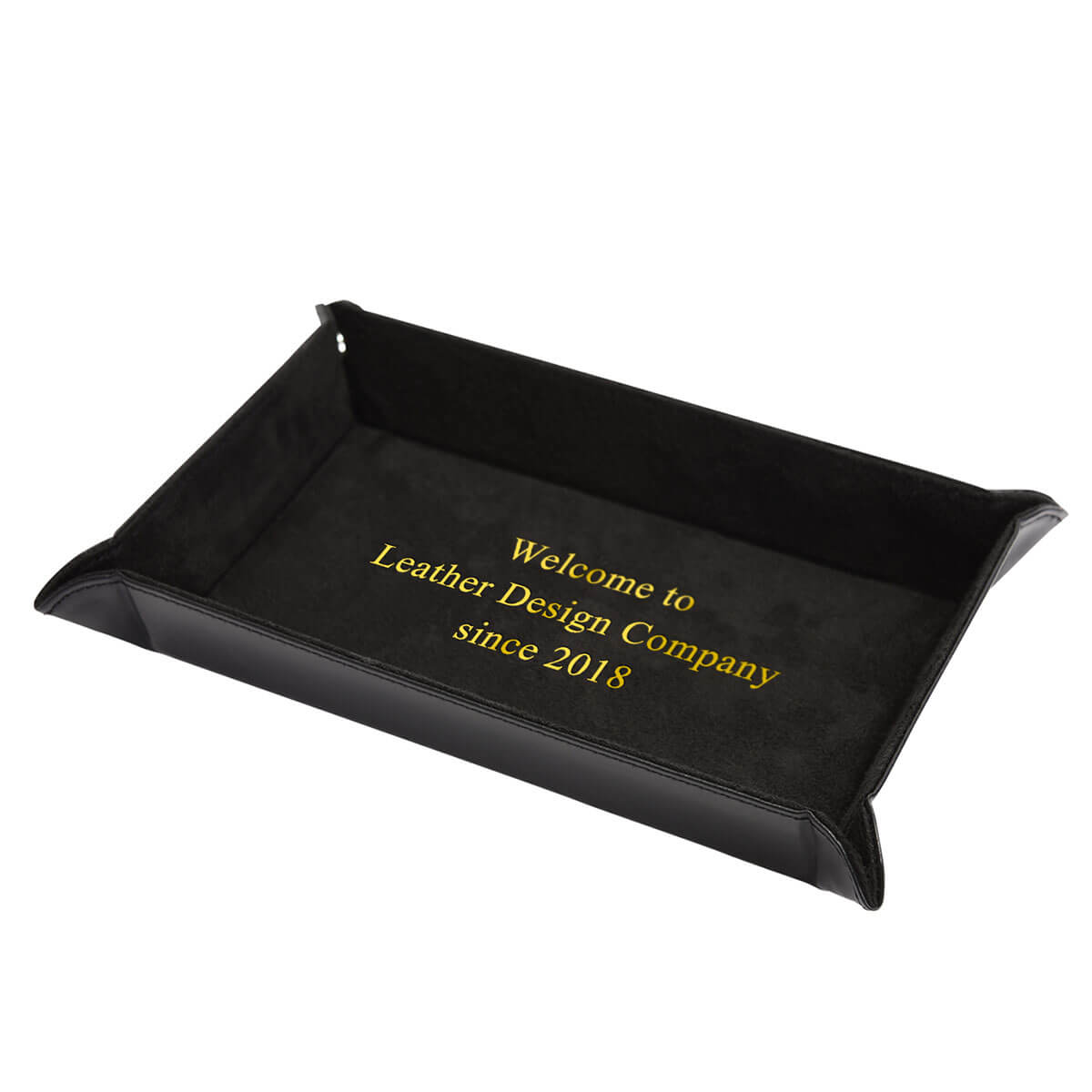 レザーボタントレイ レクタングル ブラック - スマートギフト