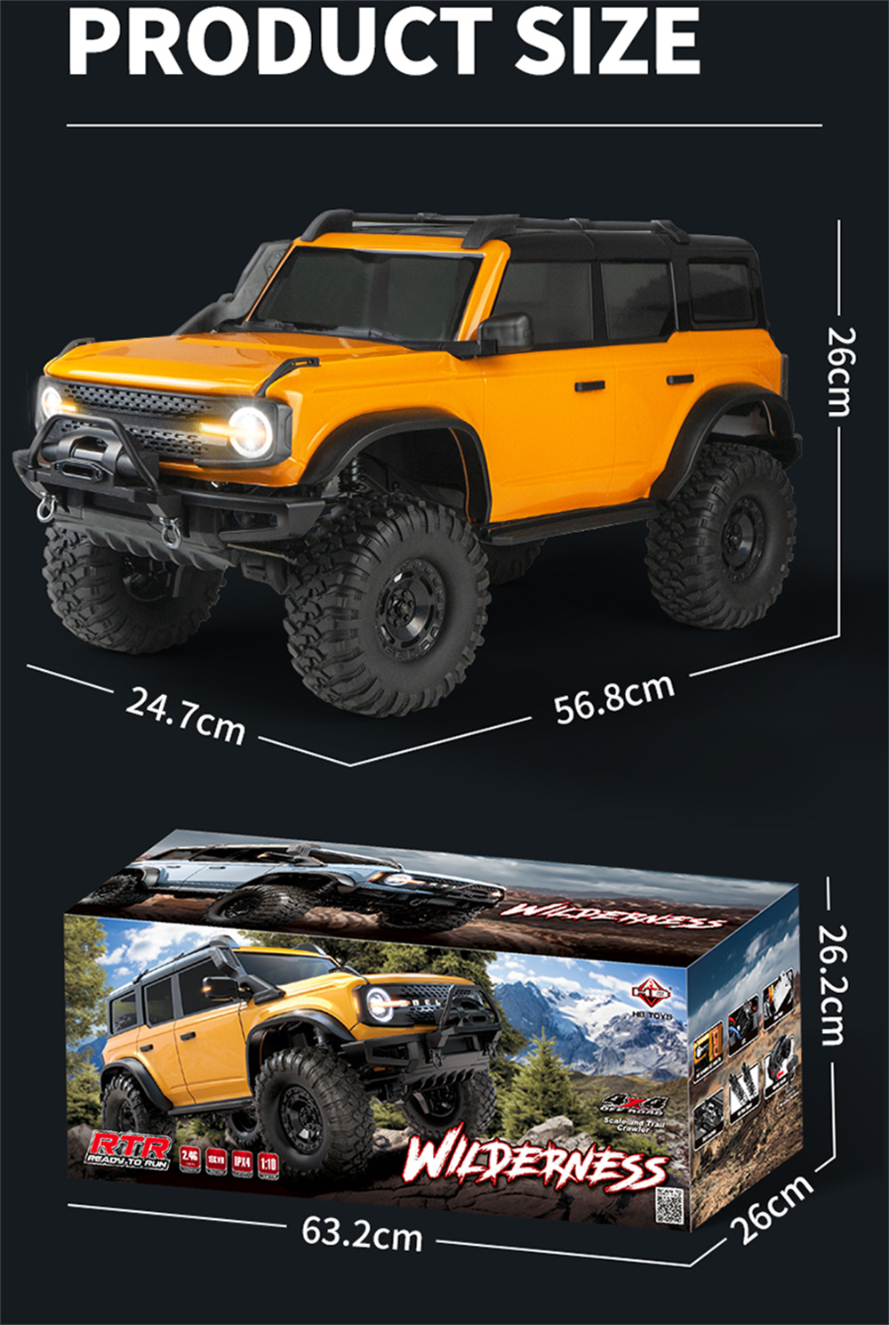 HB R1001 1/10 Scale RC Car 4WD Off-Road Rock Crawler with LED