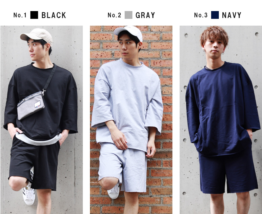 七分袖カットオフ スウェットハーフパンツセットアップ [WESTSEA] 商品詳細