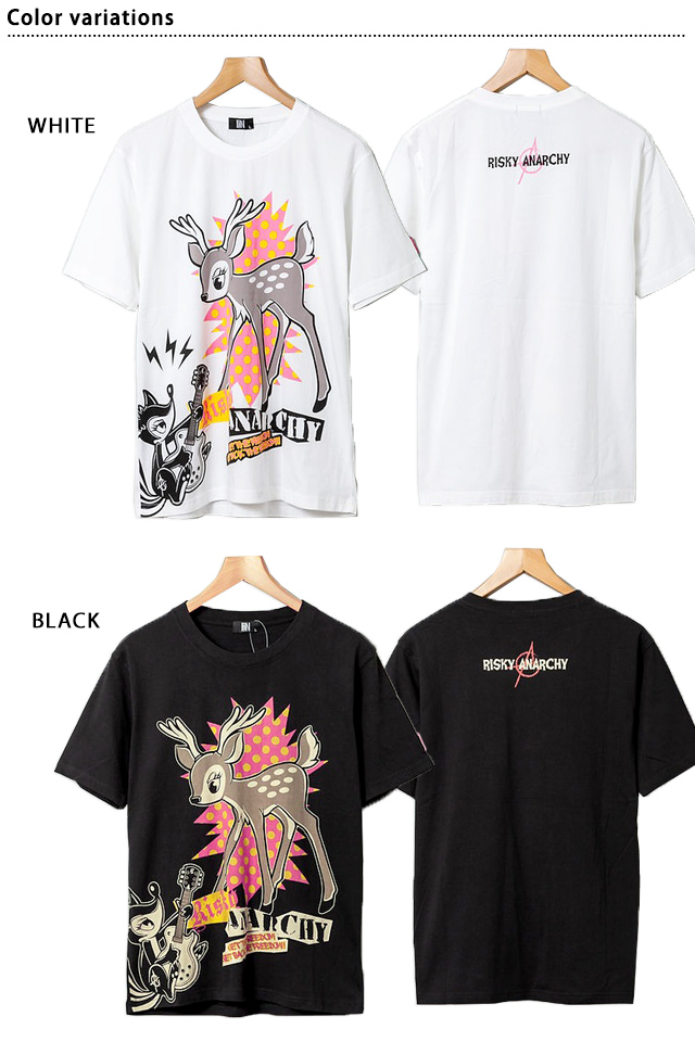 RISKY ANARCHY PUNK na半袖Tシャツ LIN AL-75115 鹿 ユニセックス