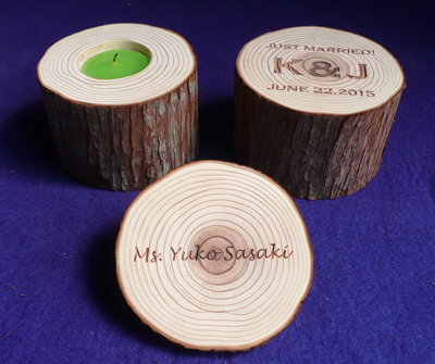 杉桧の皮付き丸太、輪切を製作販売