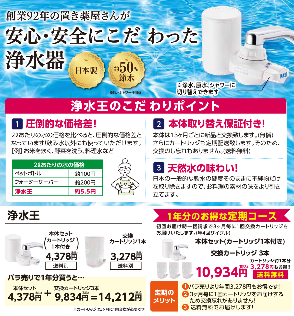 蛇口直結型浄水器 浄水王