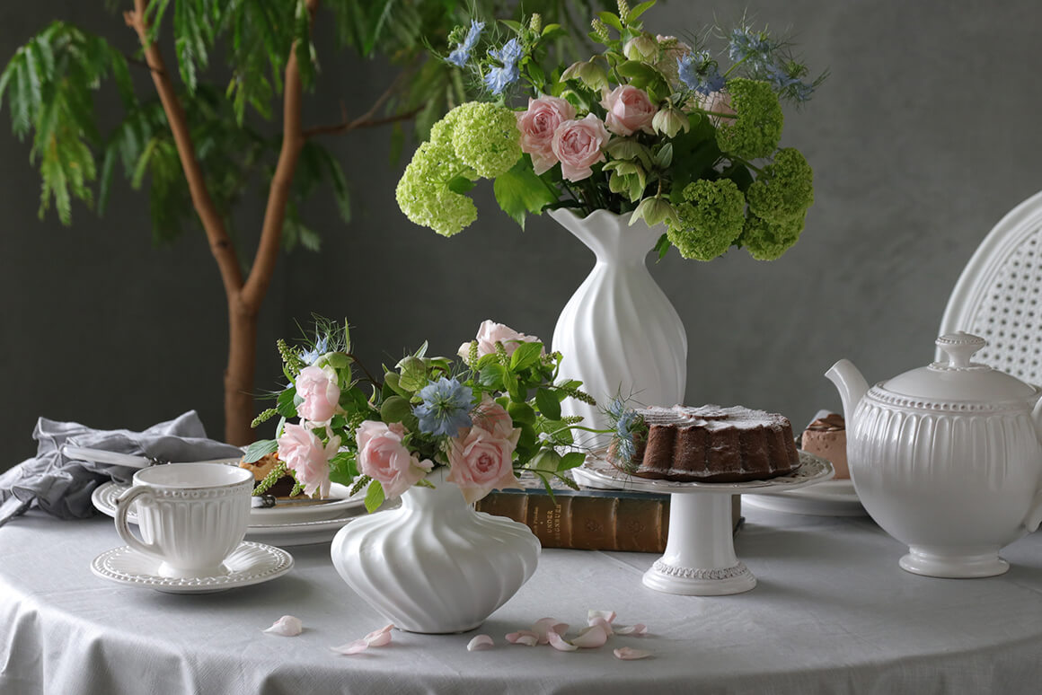 Lene BjerreフラワーベースSusilleホワイトWide