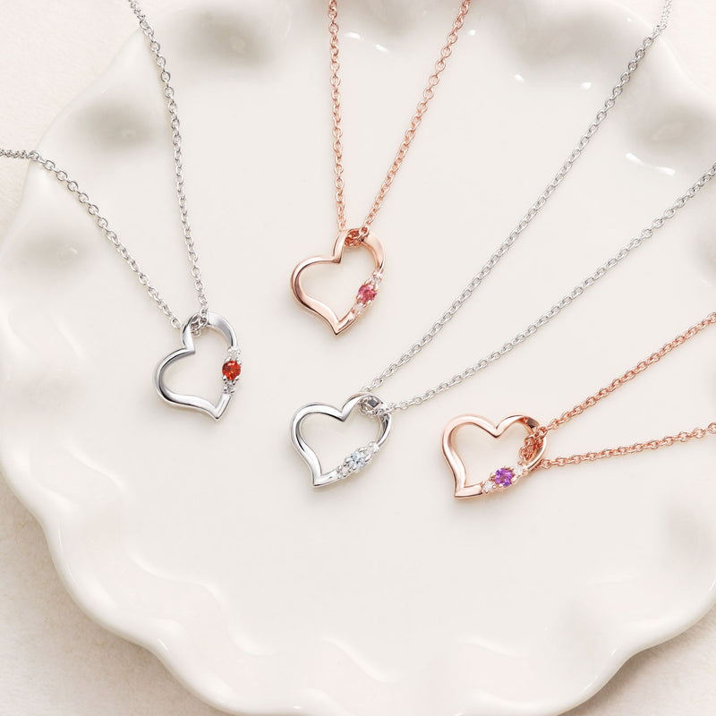ネックレス レディース ハート ダイヤ 誕生石 ピンクゴールド